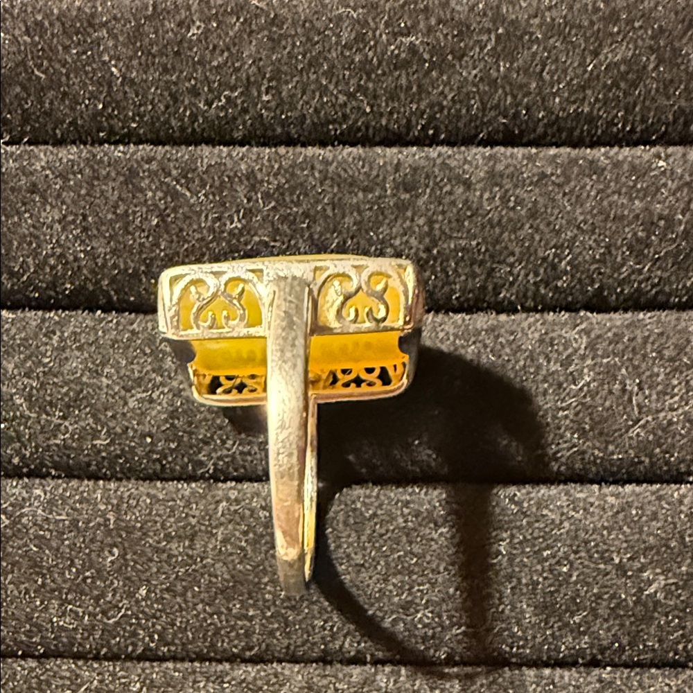 Yellow Rectangular Stone Ring - image 3
